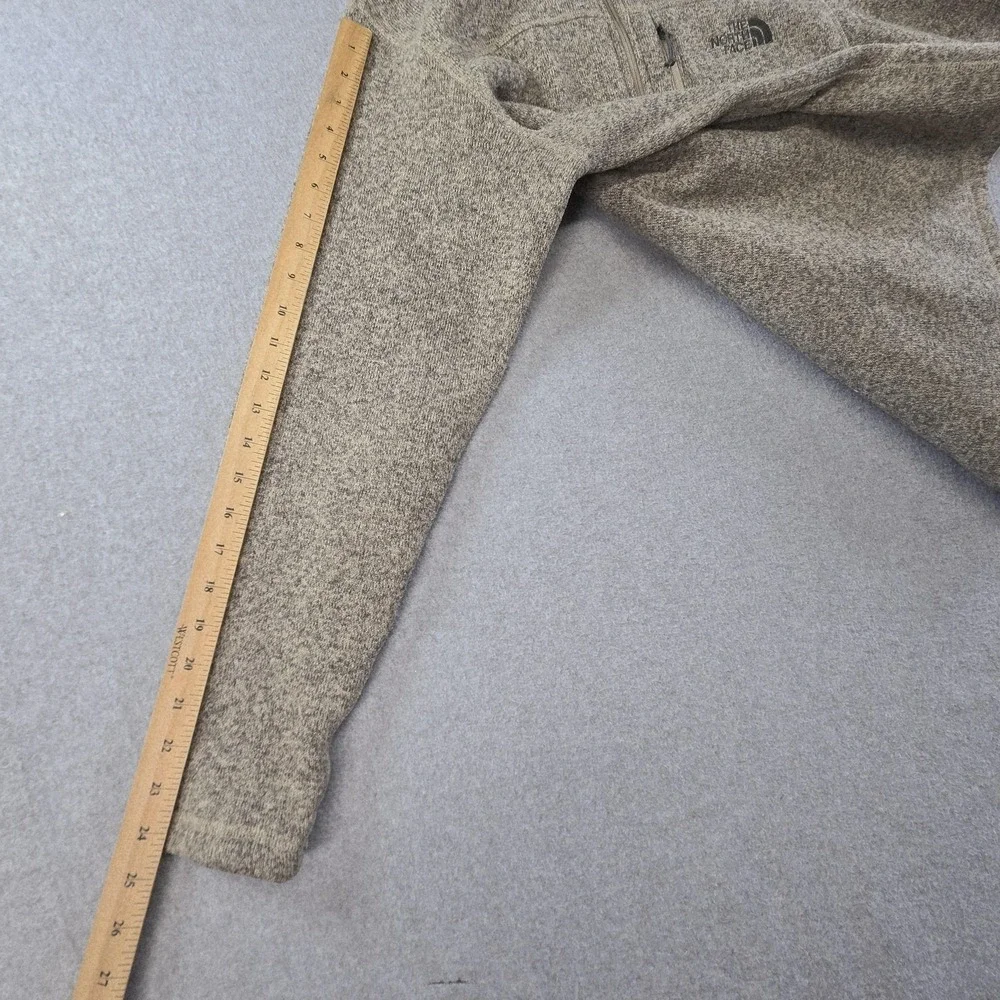 The North Face Jacket Mens S Beige Flecked‎ Fleece Full Zip Lined Pockets